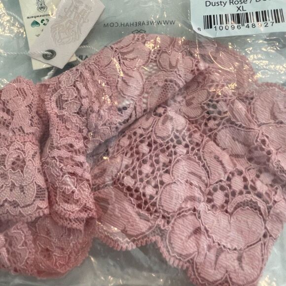 Free People x HAH T String Me A Thong Underwear Panties Dusty Rose Lace XL - Picture 7 of 7